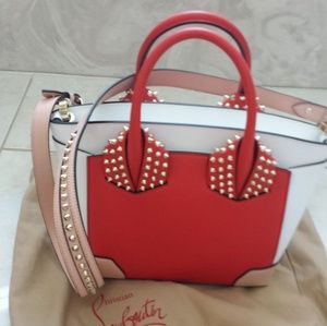 Eloise Small Leather Spike Tote Bag, Fraise